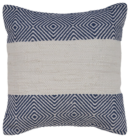 18" Blue and Ivory Throw Pillow-0