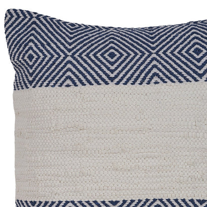 18" Blue and Ivory Throw Pillow-3