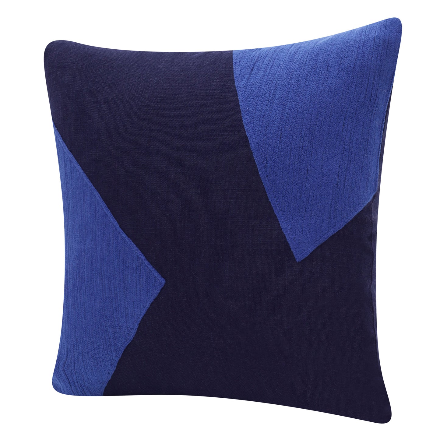 20" X 20" Cobalt Blue And Navy 100% Cotton Abstract Zippered Pillow-5