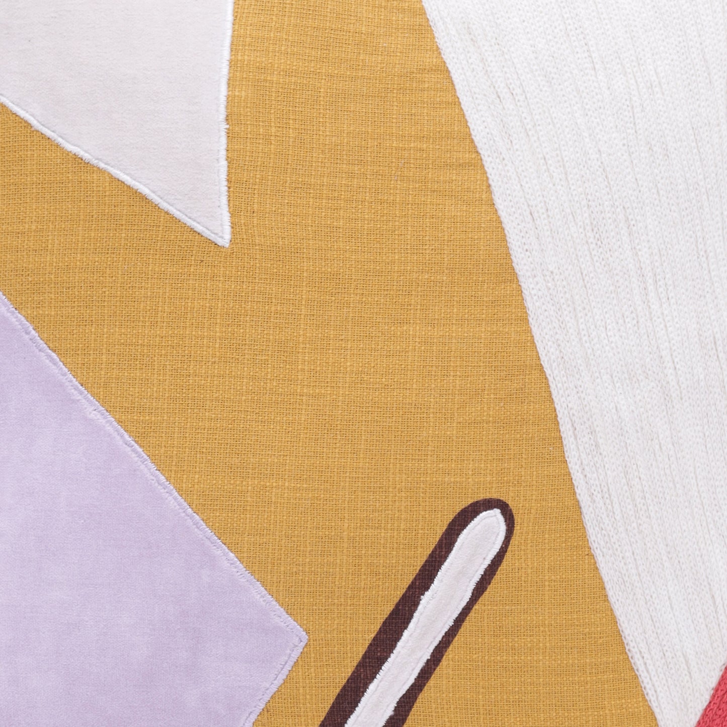 20" X 20" Yellow Purple Off-White And Coral 100% Cotton Abstract Zippered Pillow-7