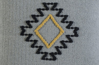 20" X 20" Gray Black Yellow And Ivory 100% Cotton Geometric Zippered Pillow-1