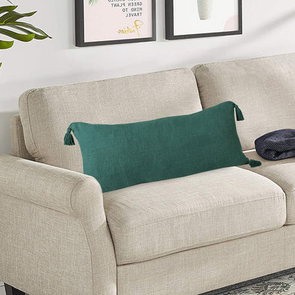 14" X 36" Emerald Cotton Throw Pillow with Tassels-8