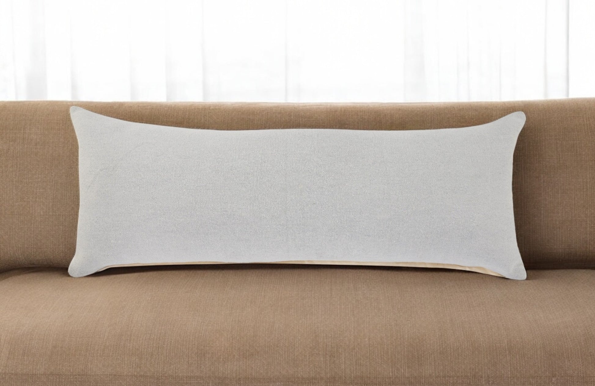 14" X 36" Light Gray Cotton Throw Pillow-0