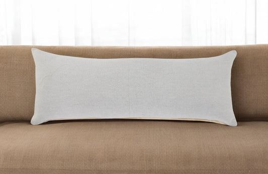 14" X 36" Light Gray Cotton Throw Pillow-0