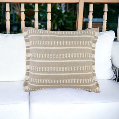 24" X 24" Tan Zippered Coastal Indoor Outdoor Throw Pillow-1