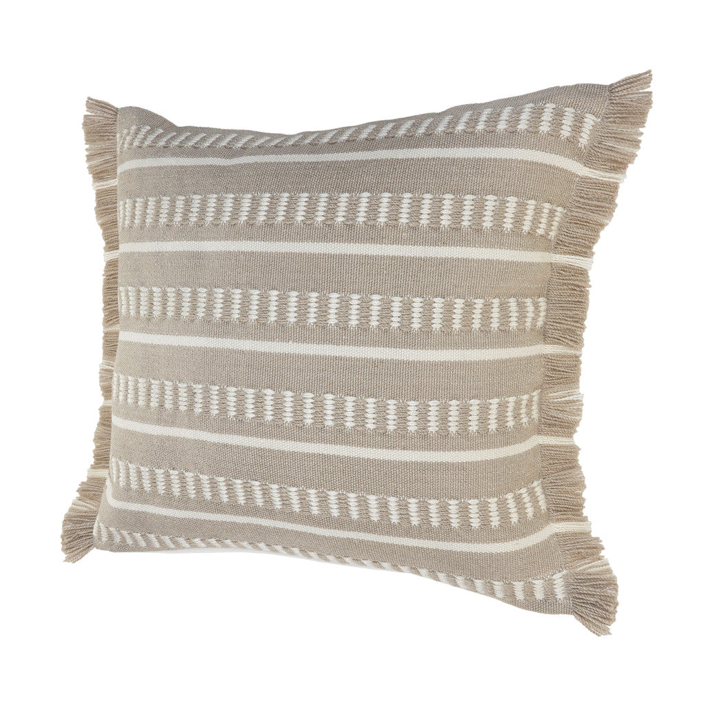 24" X 24" Tan Zippered Coastal Indoor Outdoor Throw Pillow-3