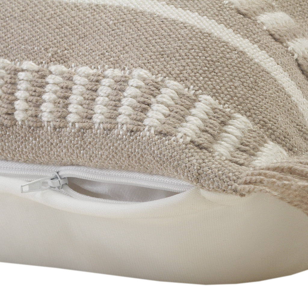 24" X 24" Tan Zippered Coastal Indoor Outdoor Throw Pillow-6