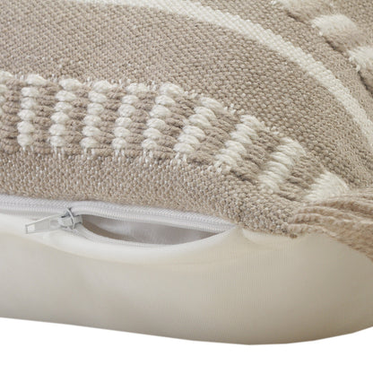 24" X 24" Tan Zippered Coastal Indoor Outdoor Throw Pillow-6