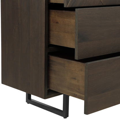 60" Dark Brown Solid Wood Six Drawer Double Dresser-4