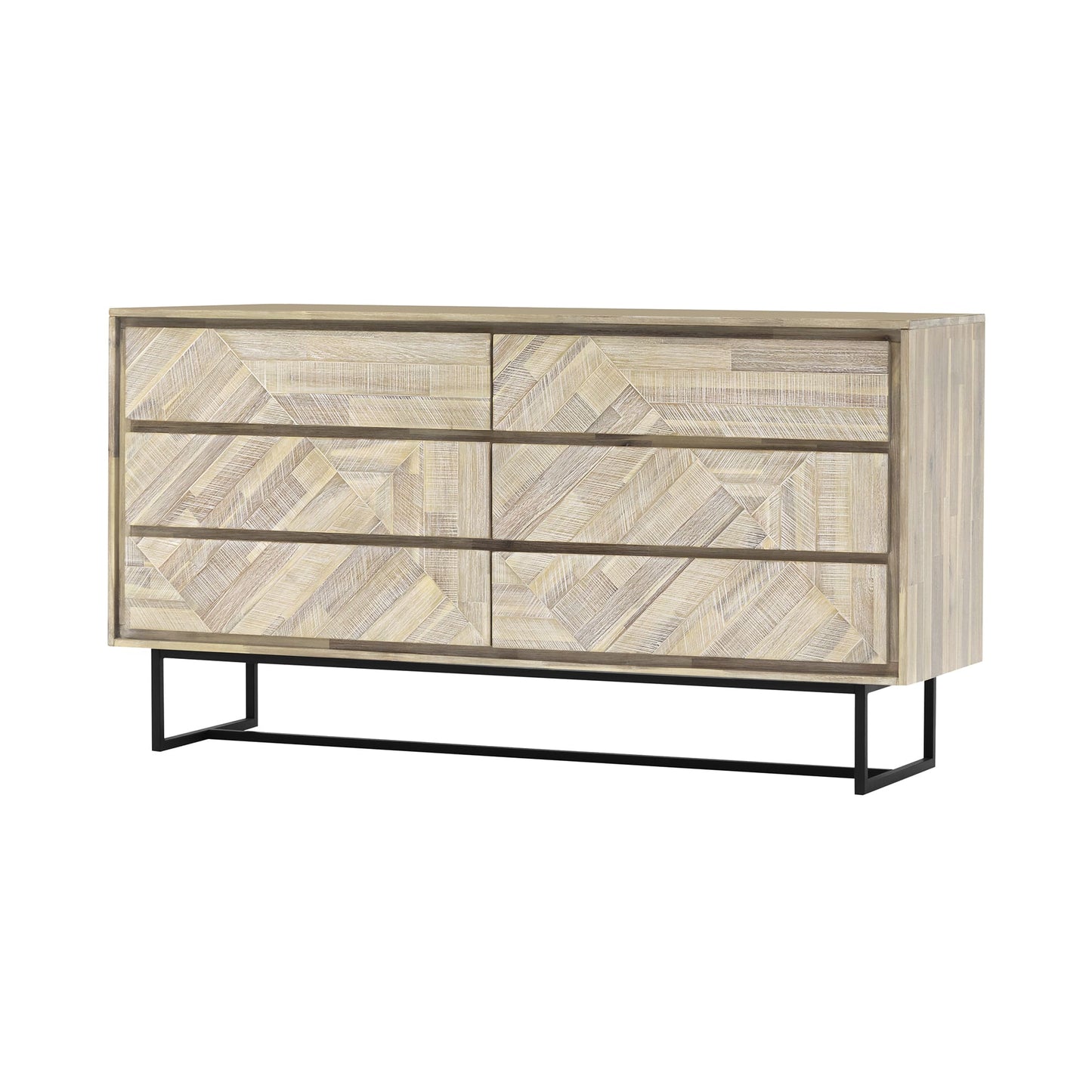 61" Natural Solid Wood Six Drawer Double Dresser-2