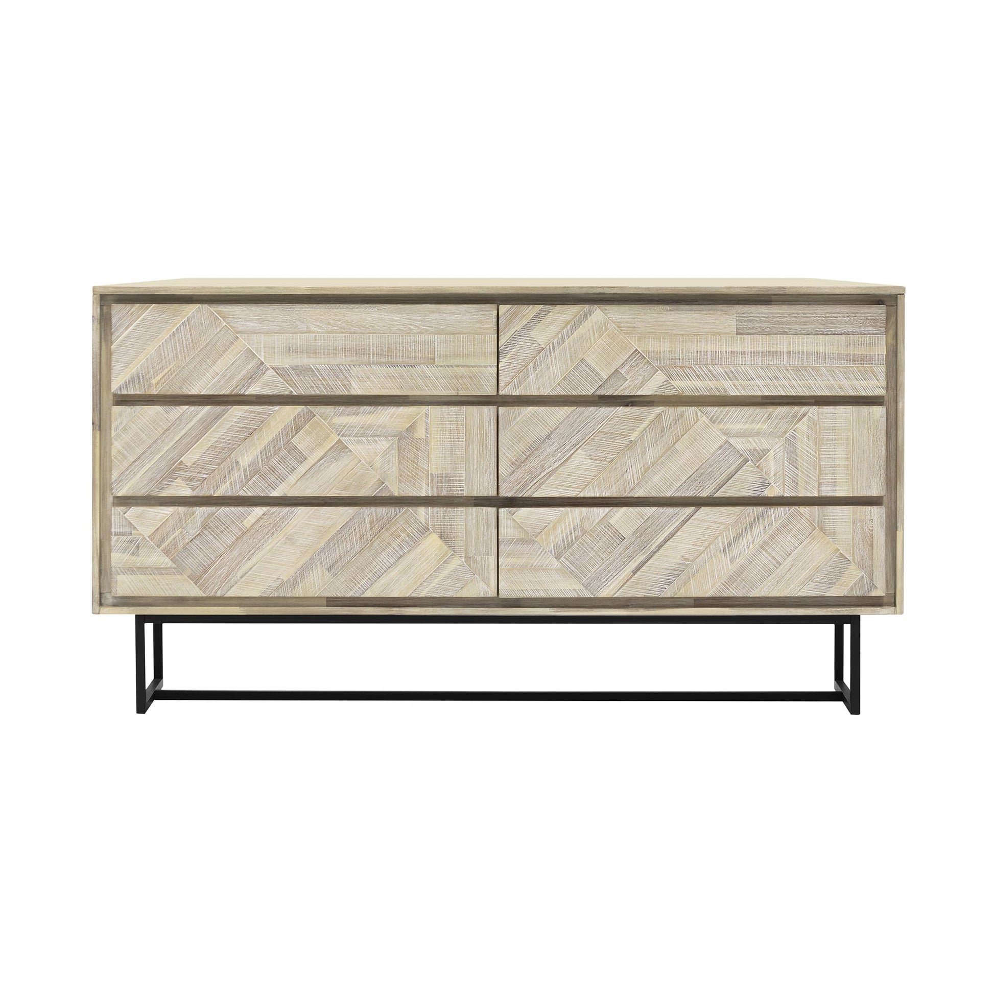 61" Natural Solid Wood Six Drawer Double Dresser-1