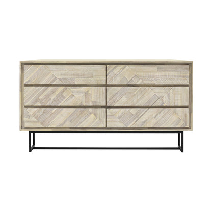 61" Natural Solid Wood Six Drawer Double Dresser-1