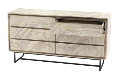 61" Natural Solid Wood Six Drawer Double Dresser-3