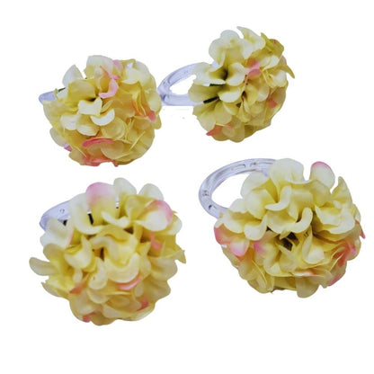 Charlo's Set of 4 Pastel Yellow Flower Chrysanthemum Charm Napkin Rings for dining table decor-2