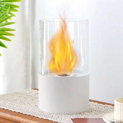 JHY DESIGN Tabletop Fire Bowl 29cm H – Bio Ethanol, Ventless, Cylindrical Glass, Indoor/Outdoor-1