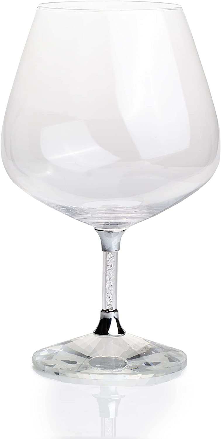 Diamond Brandy Snifters Whiskey Glasses Set of 2 - For Drinking Whiskey, Liquor, Bourbon, Perfect For Any Bar or Party 12oz Diamond Glasses by The Wine Savant --2