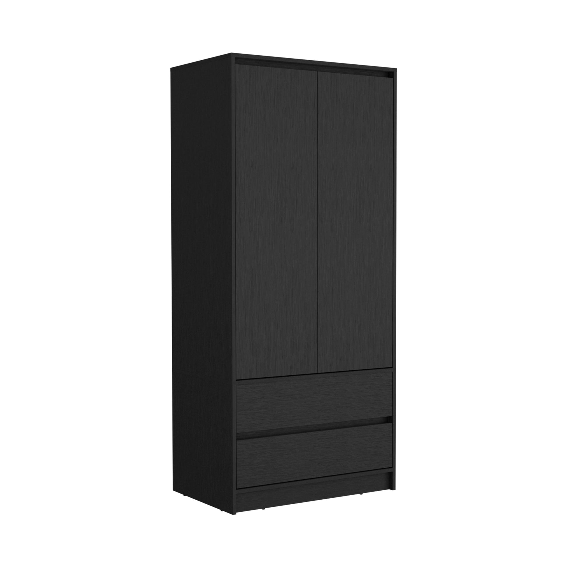71" Black Wood Two Door Two Drawer Combo Dresser-2