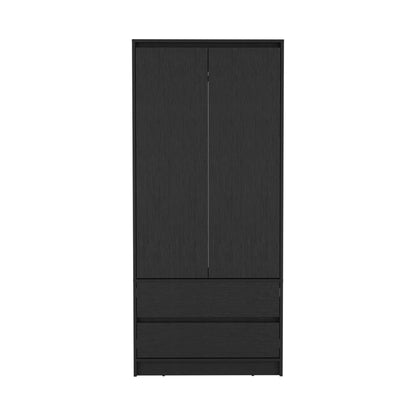 71" Black Wood Two Door Two Drawer Combo Dresser-4