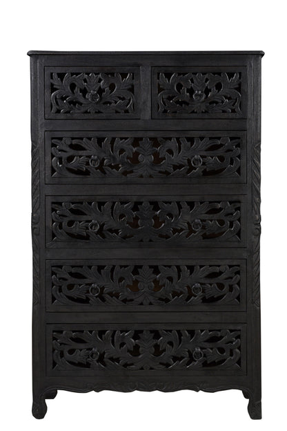 35" Black Solid Wood Six Drawer Chest-1