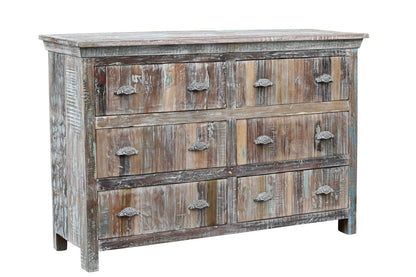 60" White Solid Wood Six Drawer Double Dresser-0