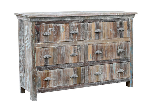 60" White Solid Wood Six Drawer Double Dresser-0