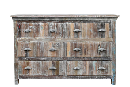 60" White Solid Wood Six Drawer Double Dresser-1