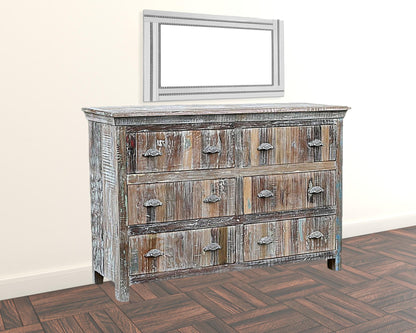 60" White Solid Wood Six Drawer Double Dresser-4