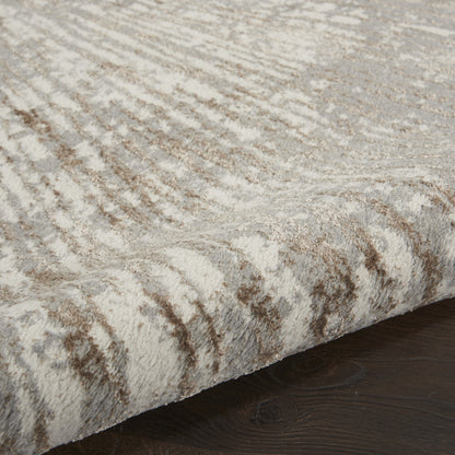8' Gray And Ivory Abstract Runner Rug-5
