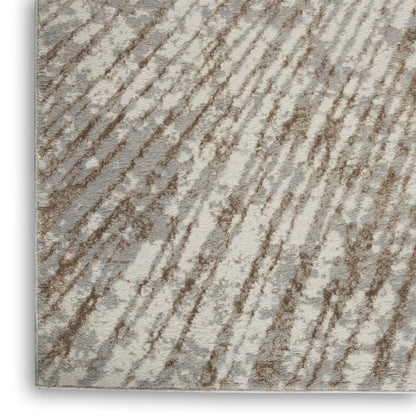 8' Gray And Ivory Abstract Runner Rug-6