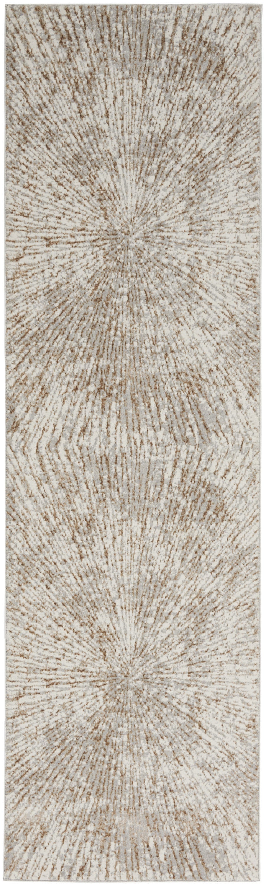 8' Gray And Ivory Abstract Runner Rug-7