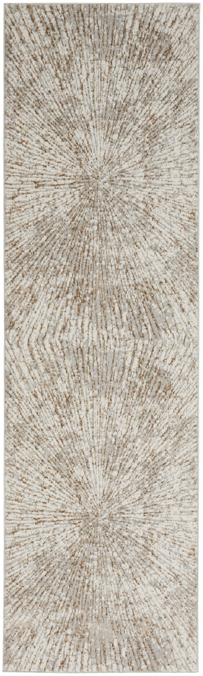 8' Gray And Ivory Abstract Runner Rug-7