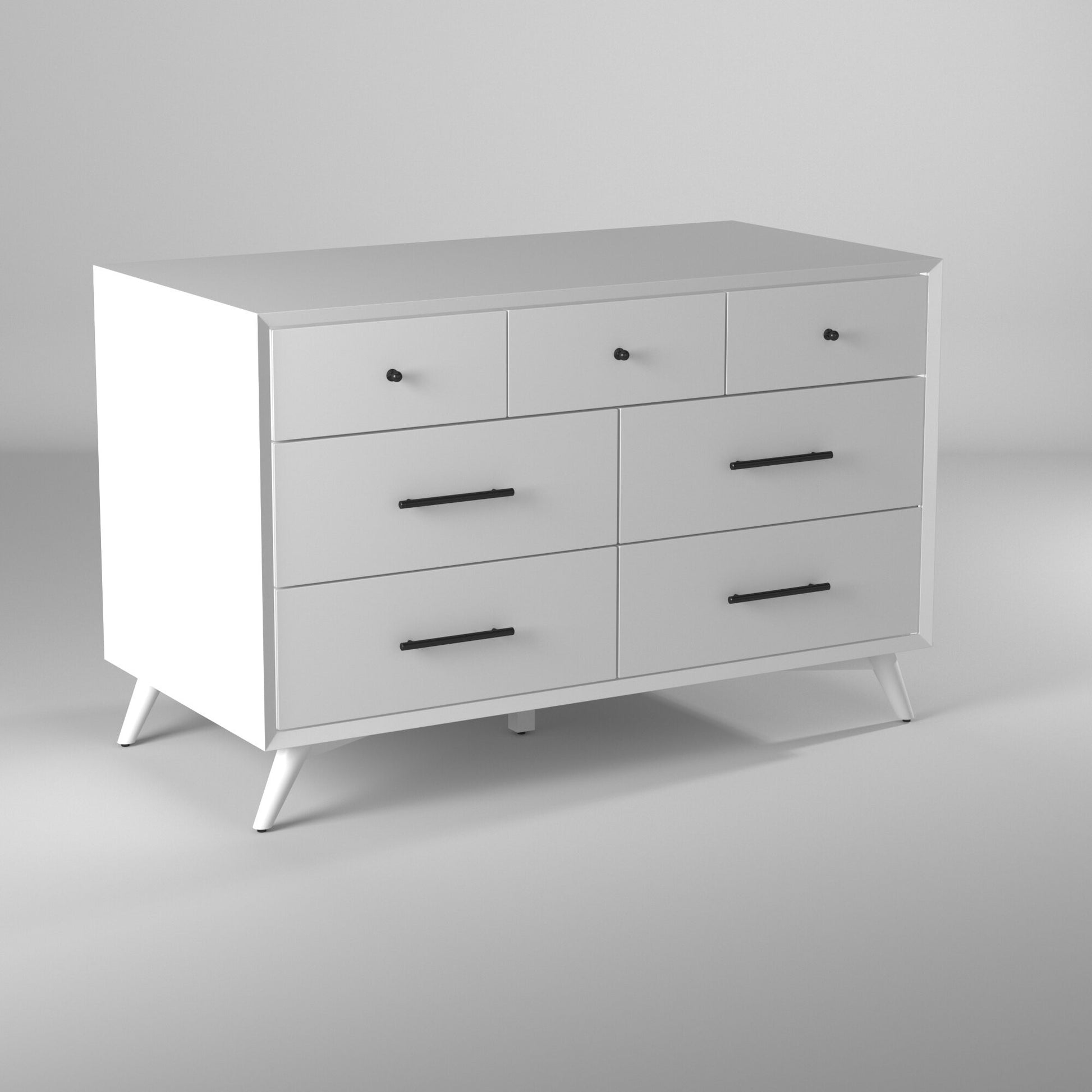 56" White Solid Wood Seven Drawer Double Dresser-5