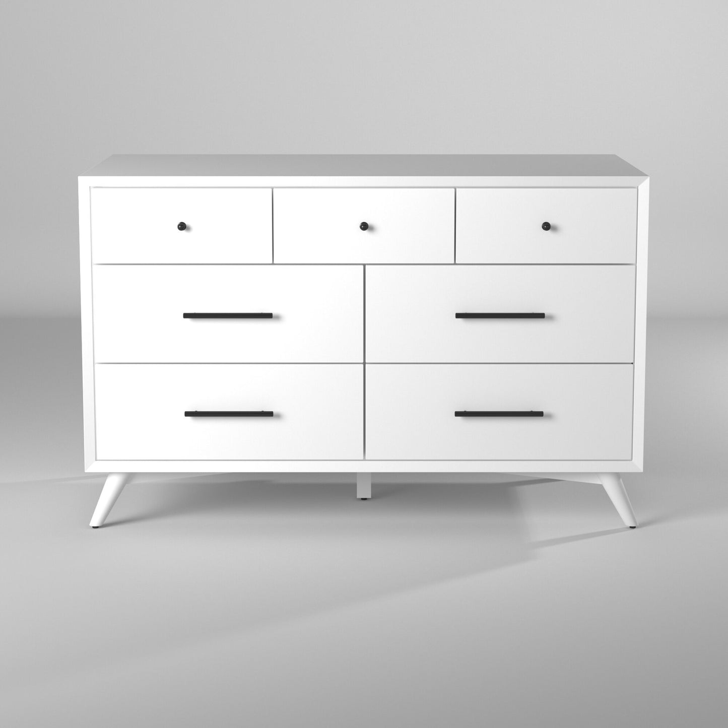 56" White Solid Wood Seven Drawer Double Dresser-7