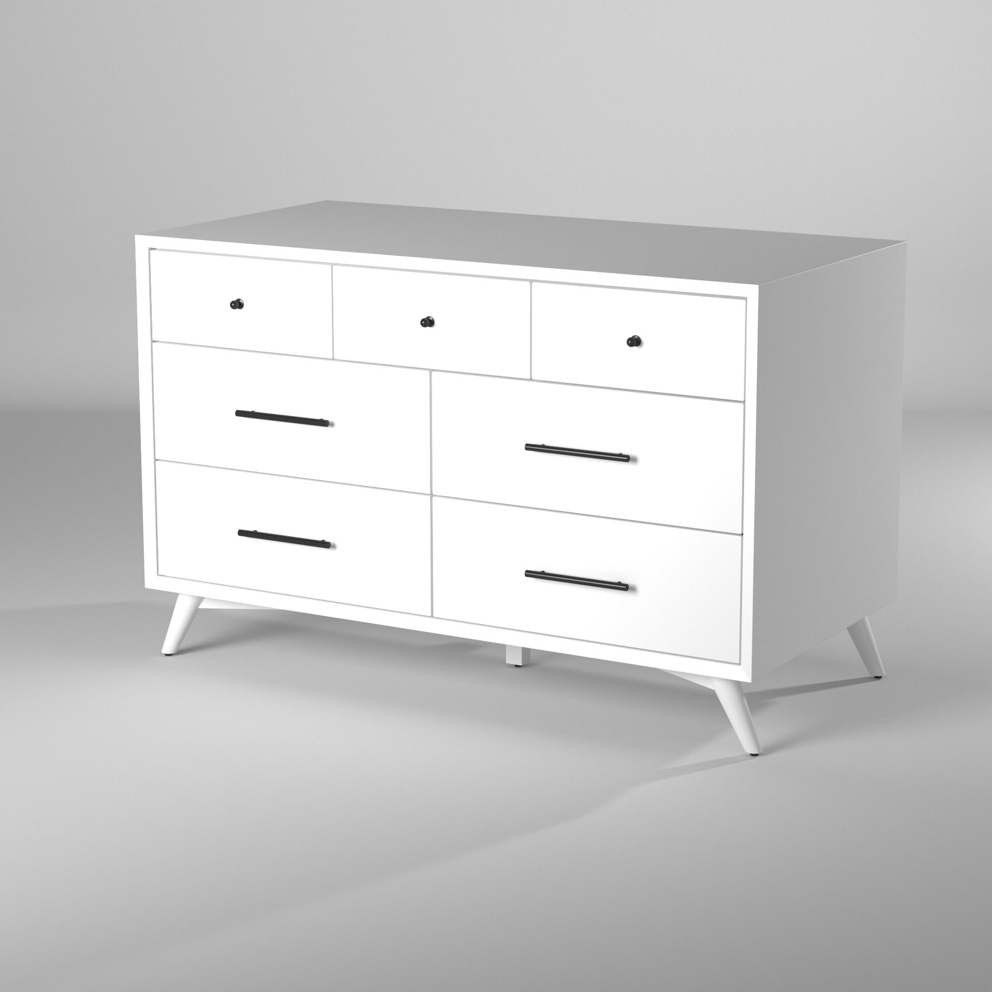 56" White Solid Wood Seven Drawer Double Dresser-8