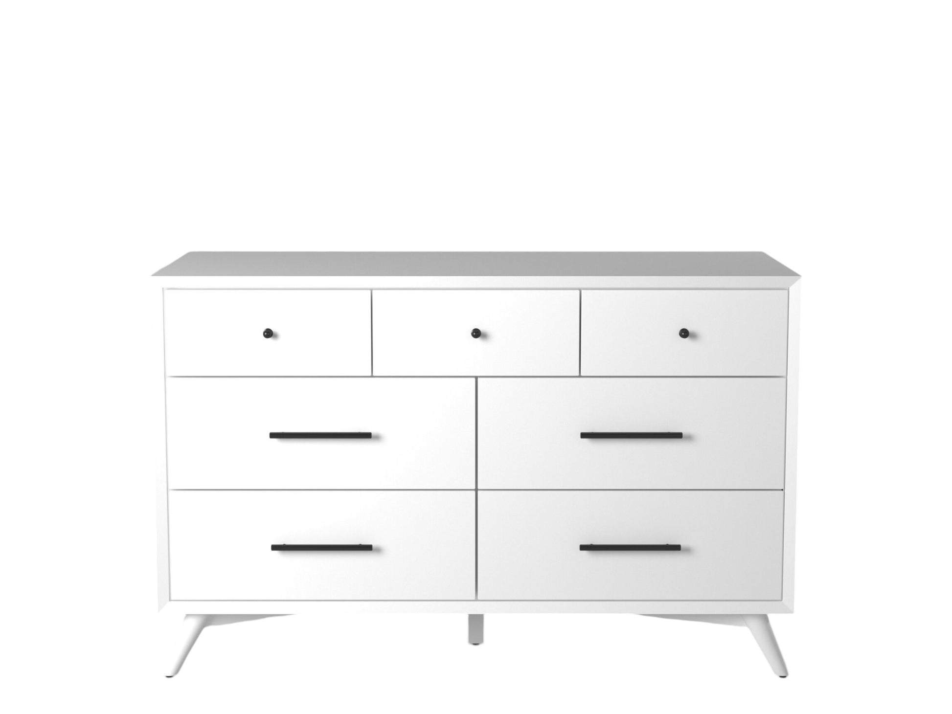 56" White Solid Wood Seven Drawer Double Dresser-0