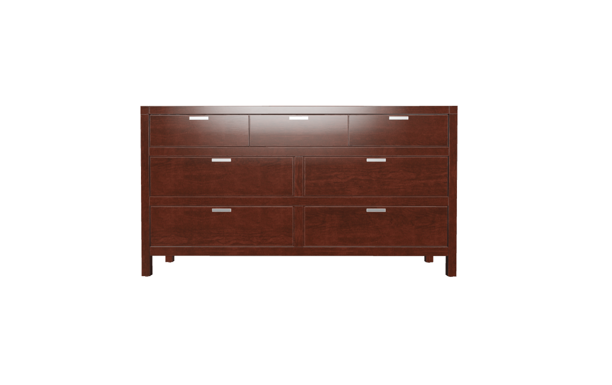 63" Brown Solid Wood Seven Drawer Double Dresser-1
