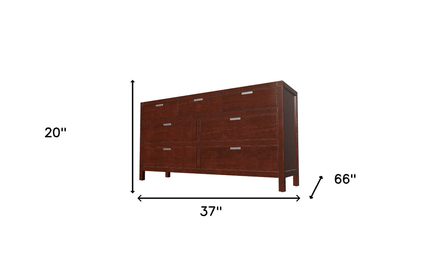 63" Brown Solid Wood Seven Drawer Double Dresser-4