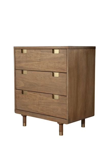 33" Brown Solid Wood Three Drawer Dresser-2