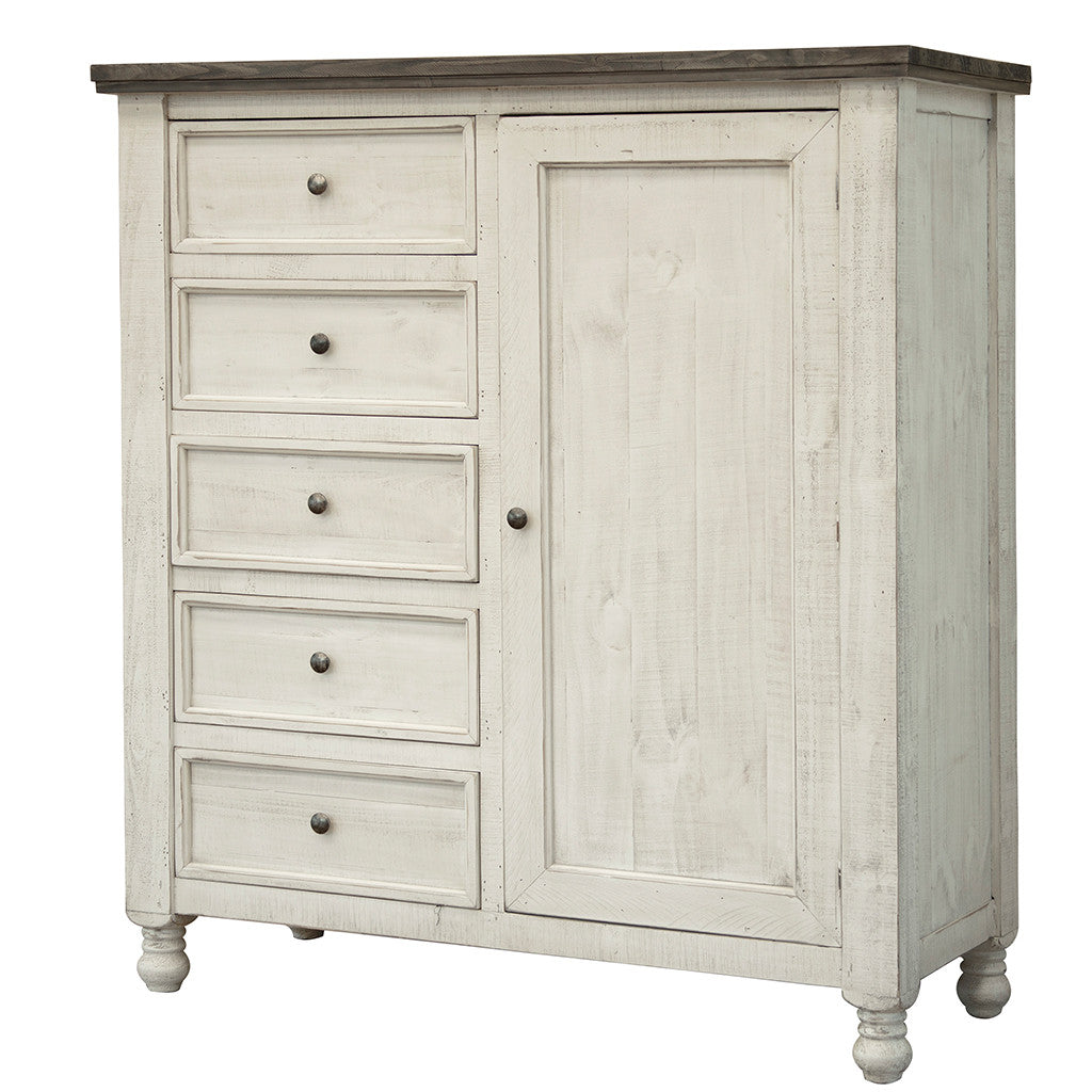 55" Gray and Ivory Solid Wood Five Drawer Gentlemans Chest-3