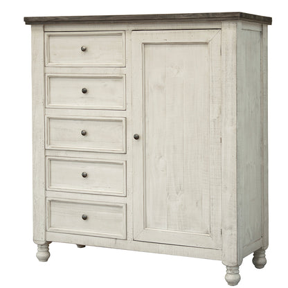 55" Gray and Ivory Solid Wood Five Drawer Gentlemans Chest-3