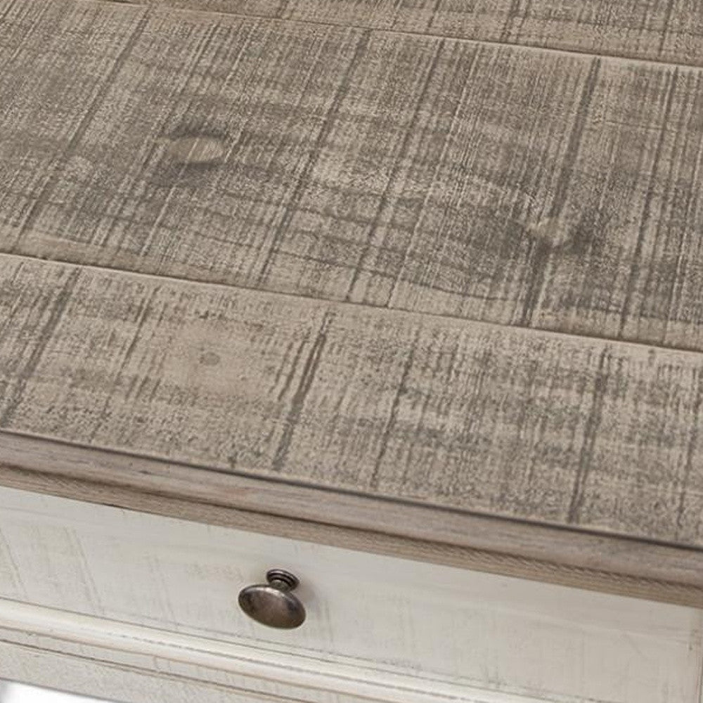 55" Gray and Ivory Solid Wood Five Drawer Gentlemans Chest-4