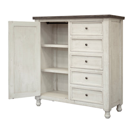 55" Gray and Ivory Solid Wood Five Drawer Gentlemans Chest-2