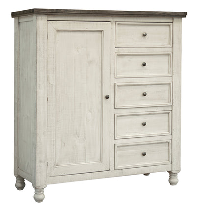 55" Gray and Ivory Solid Wood Five Drawer Gentlemans Chest-1