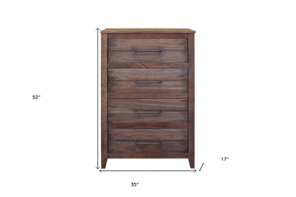 35" Brown Solid Wood Four Drawer Chest-2