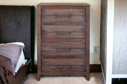 35" Brown Solid Wood Four Drawer Chest-4