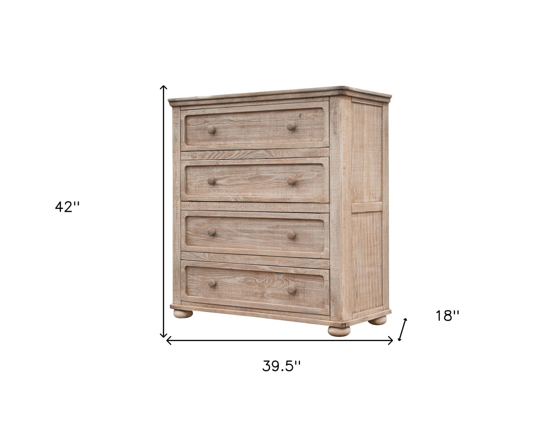 40" Natural Solid Wood Four Drawer Chest-4