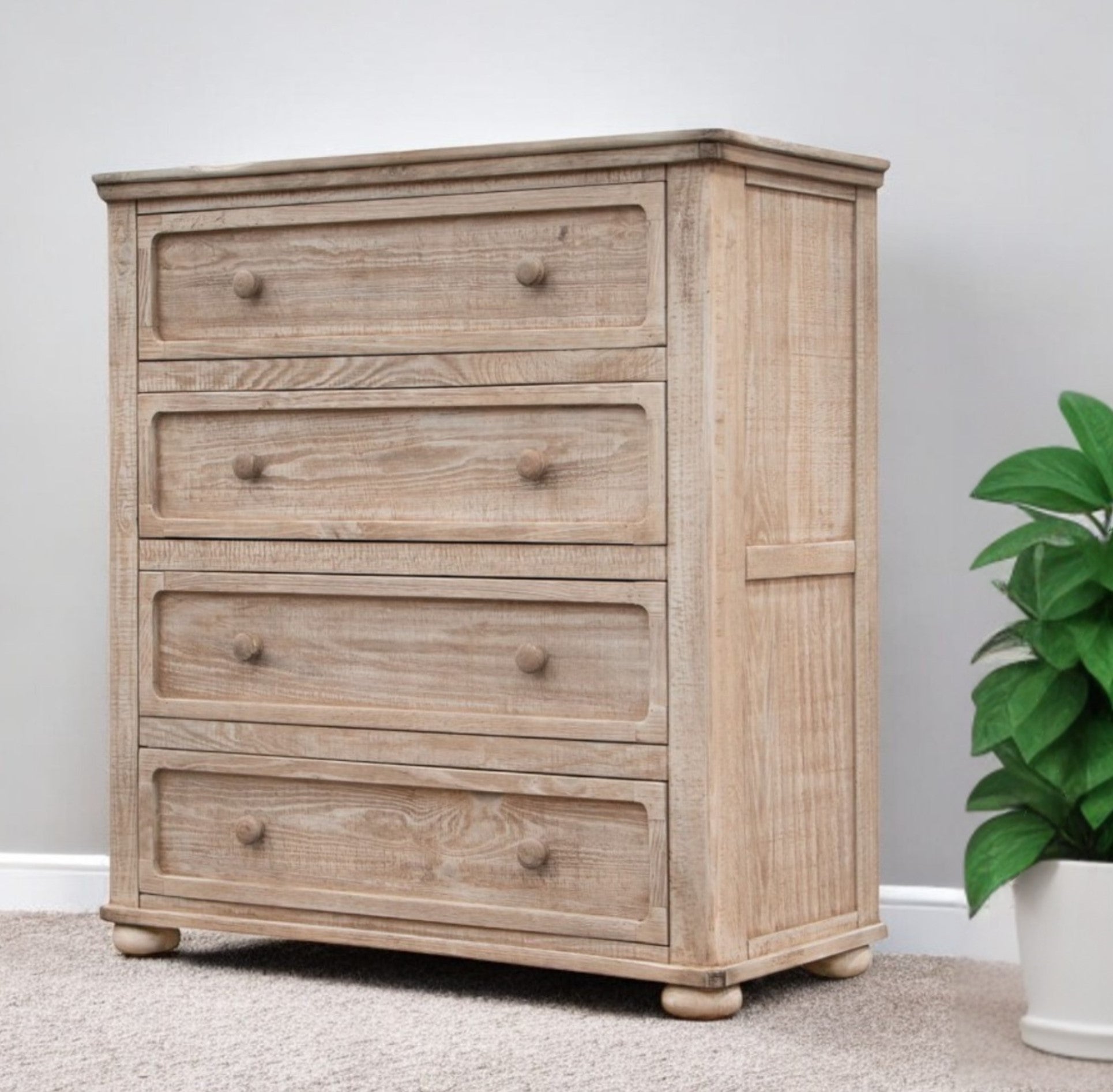 40" Natural Solid Wood Four Drawer Chest-1