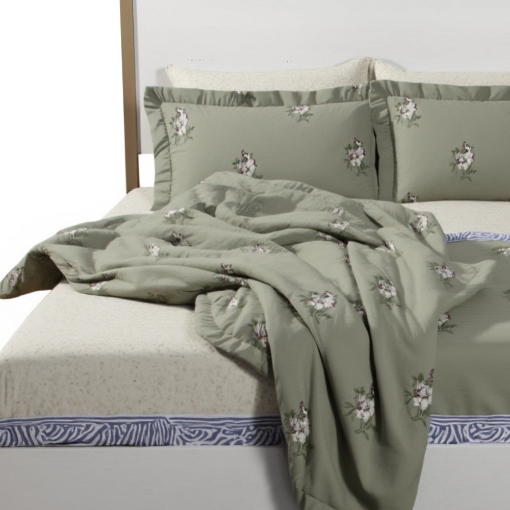 Natural and White Solid Wood And Upholstery King Bed Frame-4