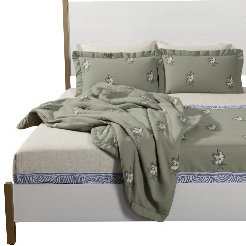 Natural and White Solid Wood And Upholstery King Bed Frame-5