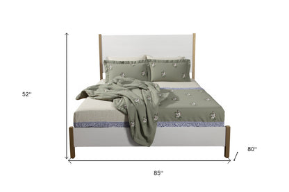Natural and White Solid Wood And Upholstery King Bed Frame-7